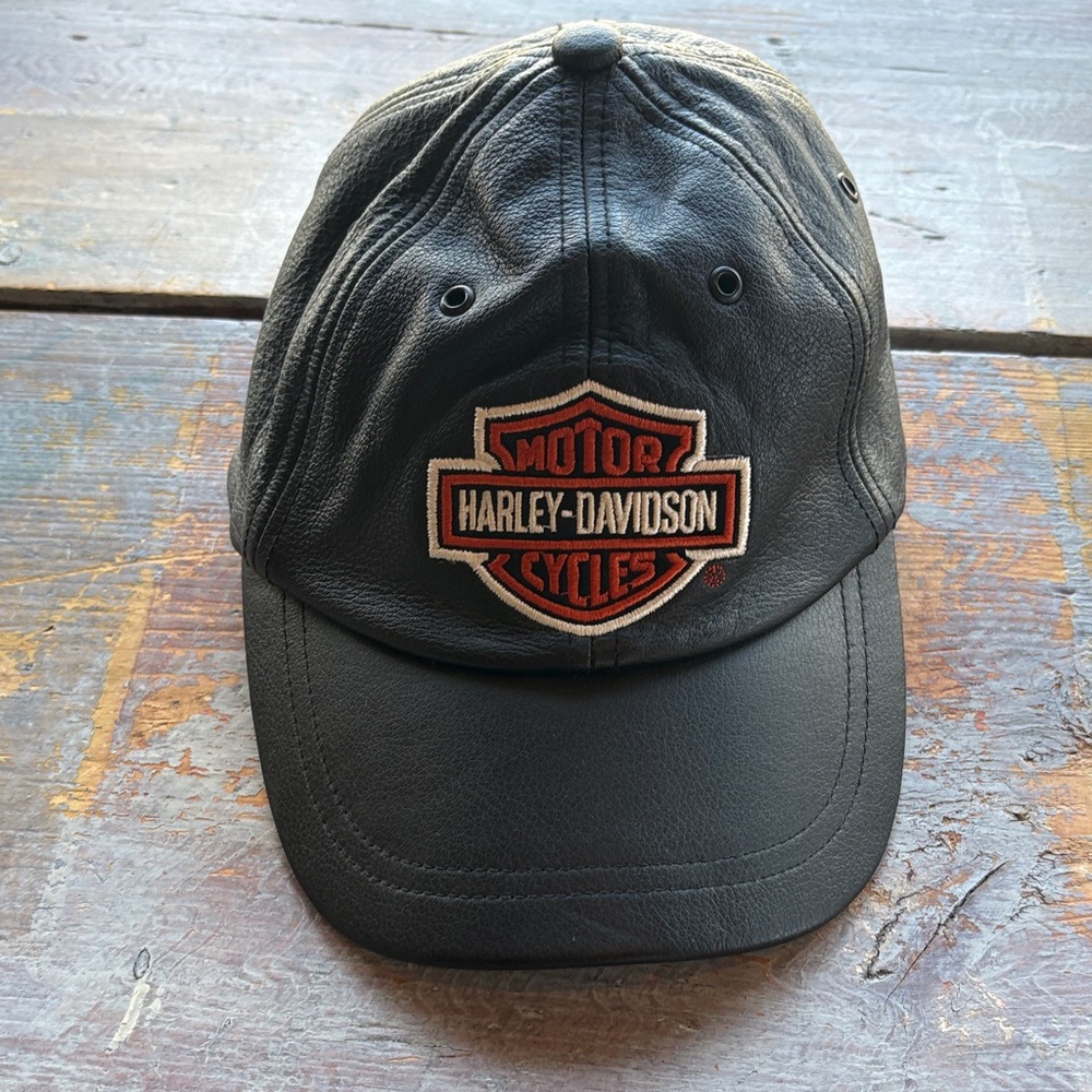 Harley-Davidson Black Leather Baseball Cap